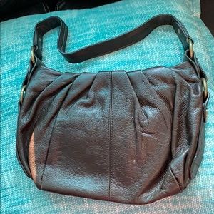 Brown leather handbag
